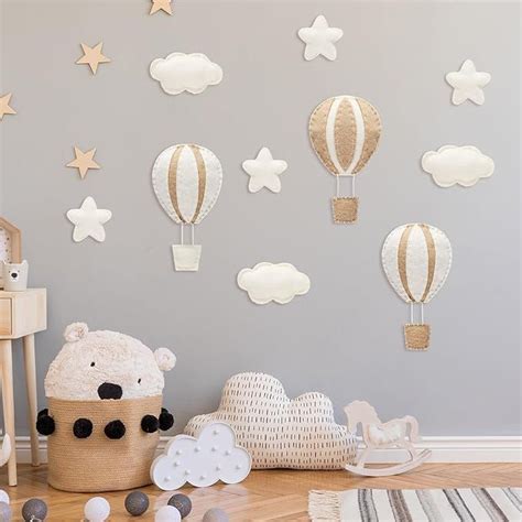 Star Hot Air Balloon And Cloud Nursery Decor Western Wall Decor For