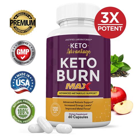 Keto Advantage Keto Burn Max 1200mg Pills Advanced Ketogenic Supplement