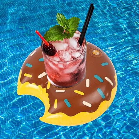 pc fun float drink holder donut shaped inflatable floating beverage