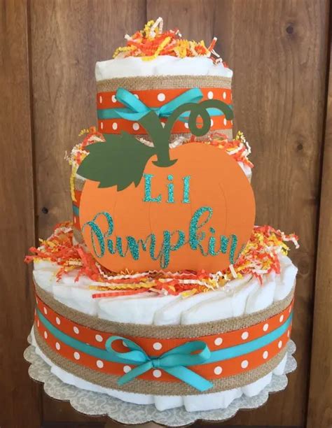 Lil Pumpkin Diaper Cake Pumpkin Fall Baby Shower Decorations Table