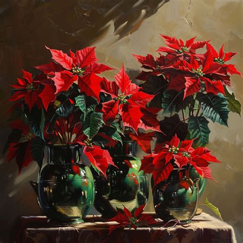 Christmas Poinsettia In Vases Art Free Stock Photo - Public Domain Pictures