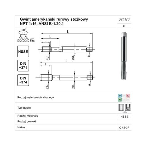 Gwintownik Maszynowy NPT 1 4 18 DIN 371C HSSE 800 FANAR C2 121101