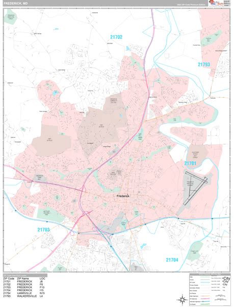 Frederick Maryland Wall Map Premium Style By Marketmaps Mapsales