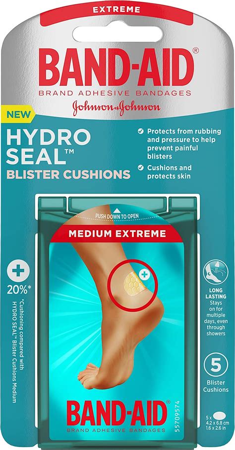 Band Aid Brand Hydro Seal Blister Cushion Bandages Waterproof Adhesive Pads Medium