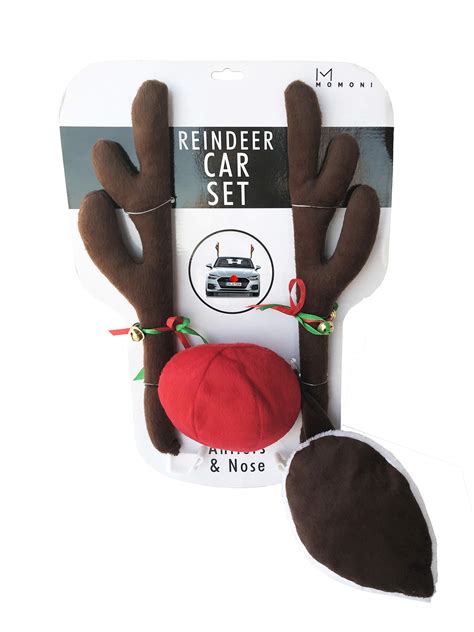 MOMONI Premium Reindeer Car Kit Antlers, Nose, Tail- Rudolph Set