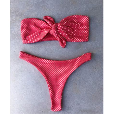 Dots Swimsuit Thong Bikini 2018 Push Up Swimwear Women Bikinis Bow