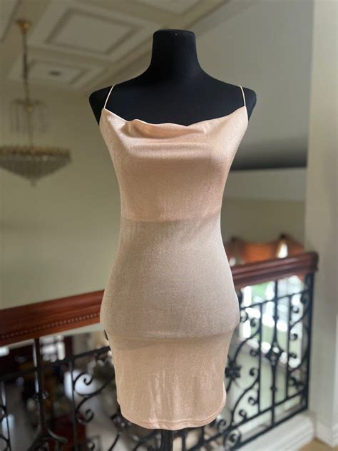 Peach Light Pink Nude Metallic Sexy Dress On Carousell