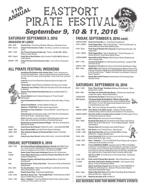 The Pirate Festival in Eastport is... - Robinson's Cottages