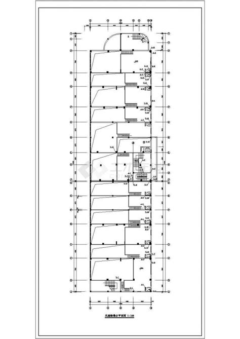 青岛市某八层商住楼给排水设计cad布置图居住建筑土木在线