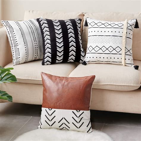 Cdwerd Throw Pillow Covers 18x18 Inch Set Of 4 Boho Modern Farmhouse