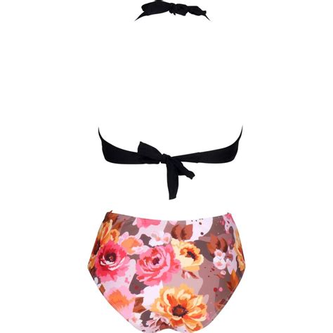 gsecret Γυναικείο set μαγιό φαρδύ τρίγωνο με ενίσχυση bikini ψηλόμεσο floral Καλύπτει B C Cup