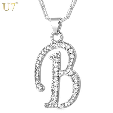 U7 Name Jewelry Alphabet B Letter Necklaces And Pendants Goldsilver