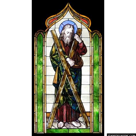 "St. Andrew and his Cross" Religious Stained Glass Window