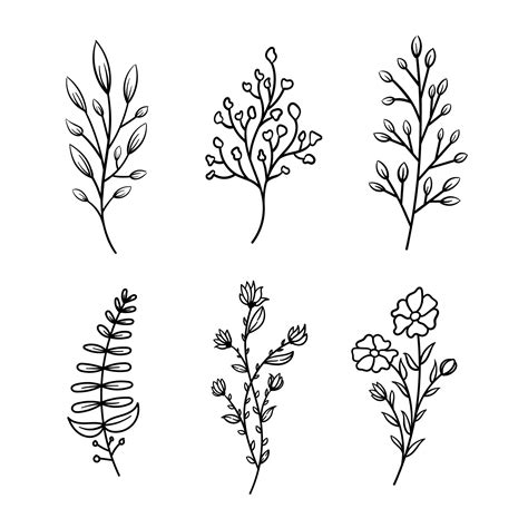 Minimalist Tattoo Floral Sticker Template 10809933 Vector Art At Vecteezy