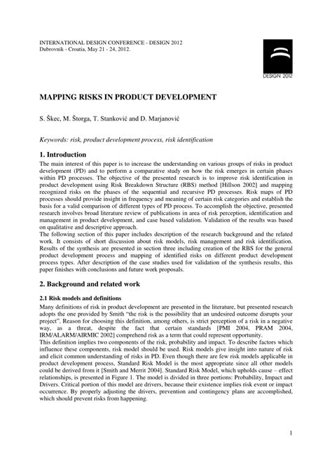 (PDF) Mapping Risks in Product Development