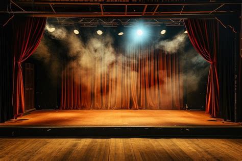 Enchanting Theater Backdrop Curtains And Spotlights Premium Ai