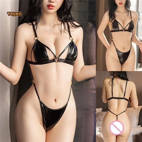 Women S Pure Desire Patent Leather Bikini Set Sexy And Stylish Threepoint Design Shopee Malaysia