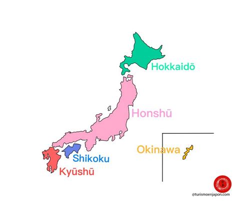 Mapa de las principales islas de las que está formada Japón