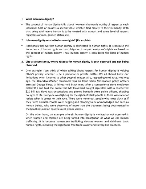 Human Dignity and Rights - What is human dignity? The concept of human