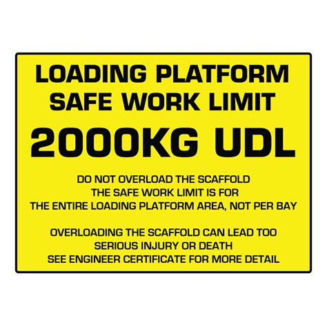 loading platform safe work load limit mm  mm  mm corflute