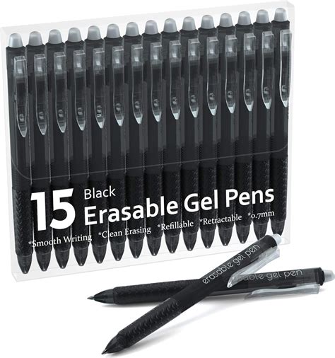 Erasable Gel Pens 15 Pack Black Retractable Erasable Pens Clicker