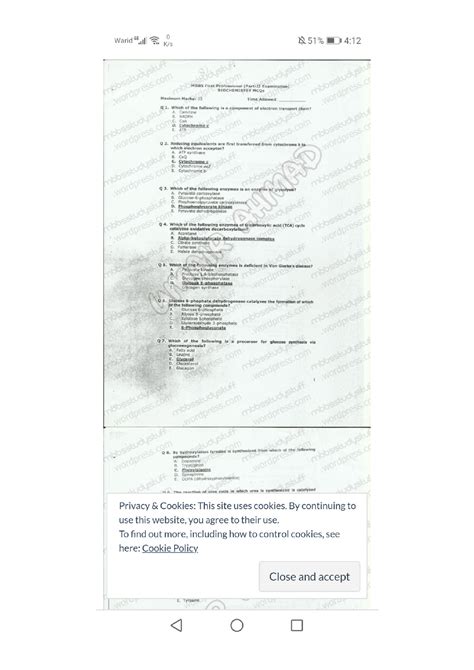 SOLUTION Biochem 2nd Yr Past Mcqs Studypool