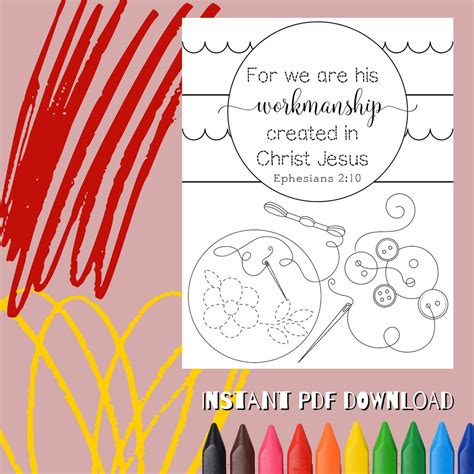 Printable Bible Verse Coloring Page Ephesians For We Are His