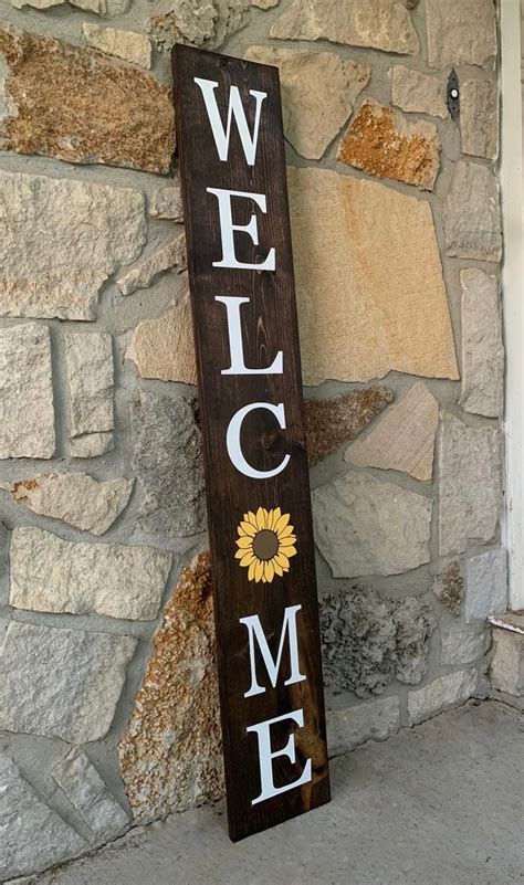 Sunflower Welcome Porch Sign Sunflower Porch Leaner T Etsy