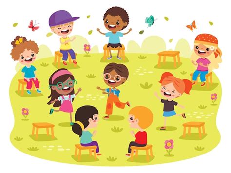 Niños Sentados En Círculo Y Jugando Vector Premium