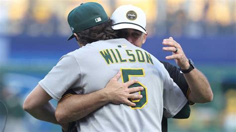 athletics news jacob wilson catches opening pitch  father jack