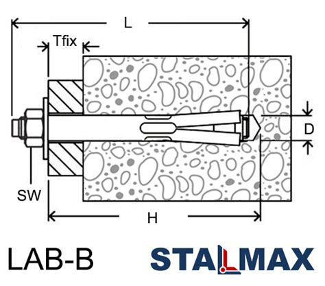 Купить анкерный болт с гайкой STALMAX LAB-B М6 8x100 мм | Snabline