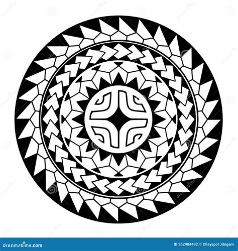 Polynesian Circle Tattoo Design Aboriginal Samoan Stock Vector