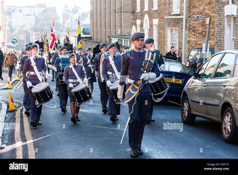 Remembrance Sunday In Ramsgate England Air Cadets Band In Blue