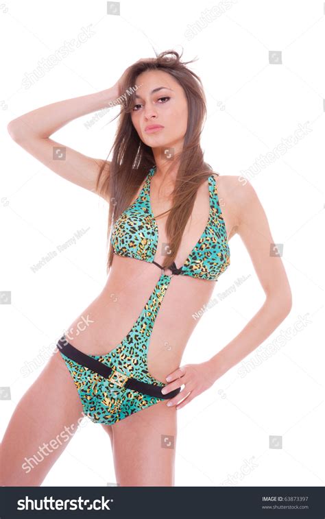 Sexy Bikini Model Over White Background Stock Photo 63873397 Shutterstock