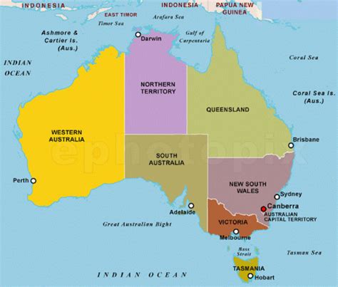 Political Map Of Australia Continent