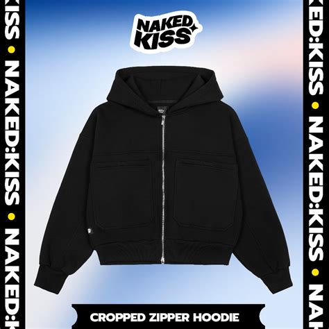 𝗦𝗔𝗟𝗘 𝟎𝟴 𝟎𝟴 𝐌𝐚 𝟰𝟎𝐊 Áo khoác nỉ bông Naked Kiss Black Cropped Zipper Hoodie Shopee