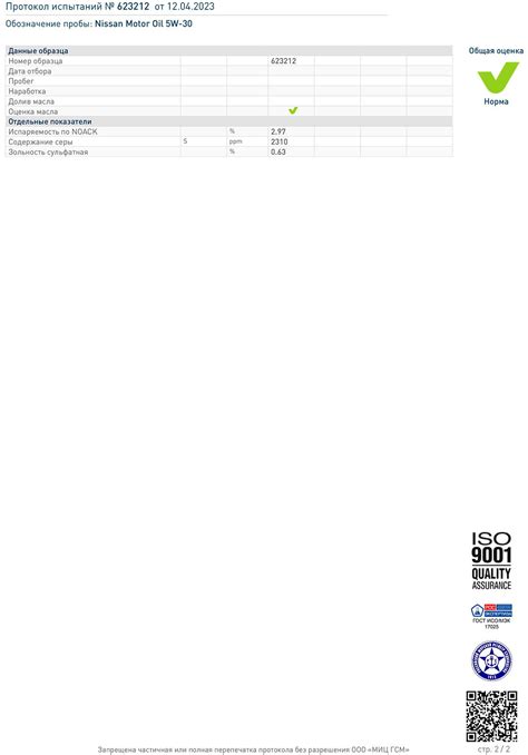 Nissan Motor Oil 5W-30 API SP KLAPJ-05304 свежее - Лабораторные анализы ...