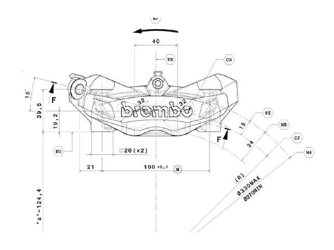 B Brembo Racing Radial Right Front Brake Titanium Caliper