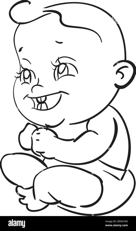 Sitting Toddler Drawing Linear Baby Care Symbol Stock Vector Image