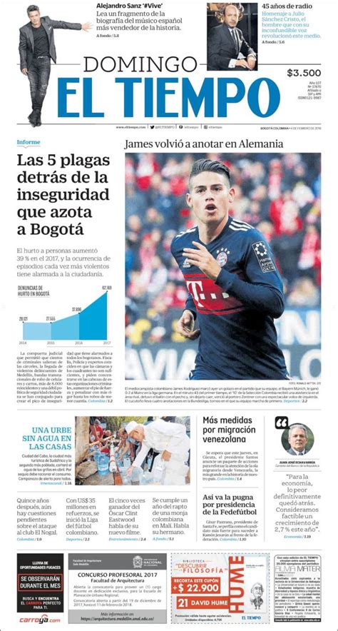 Periódico El Tiempo Colombia Periódicos De Colombia Edición De