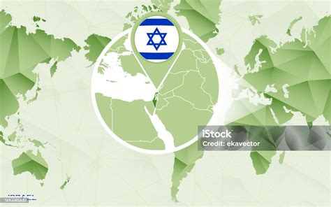 America Centric World Map With Magnified Israel Map Stock Illustration - Download Image Now - iStock