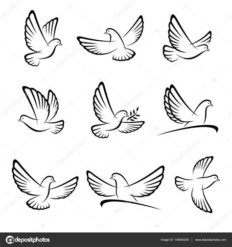 Dove Set Vector Stock Vector Image By ©vasilevki 149040245