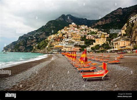 Lounge Chairs On The Beach Positano Amalfi Coast Campania Italy