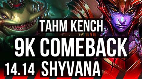 TAHM KENCH Vs SHYVANA TOP 9k Comeback 73 Winrate 40k DMG 14 5