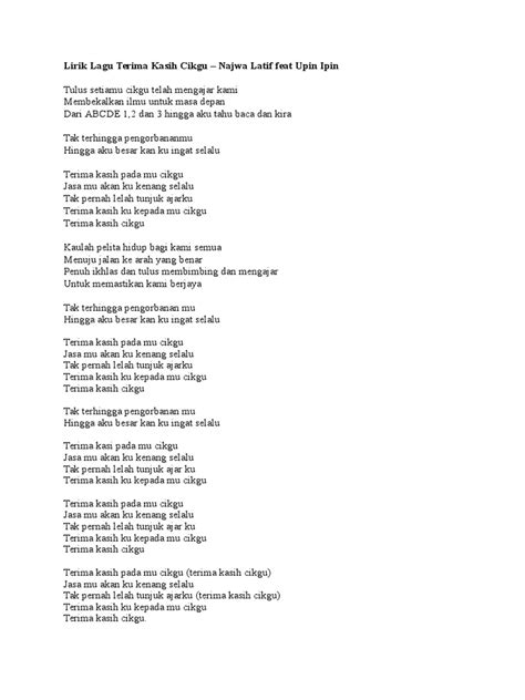 lirik lagu terima kasih guruku - wood scribd indo