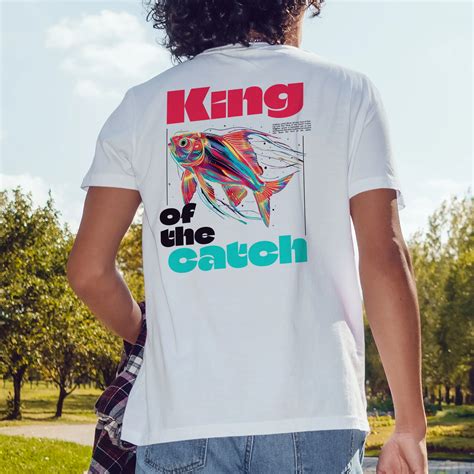 Fish with holographic colors swimming design t-shirt design
