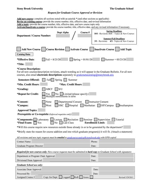 Fillable Online Grad Stonybrook Grad Course Approval Form Updated Pdf