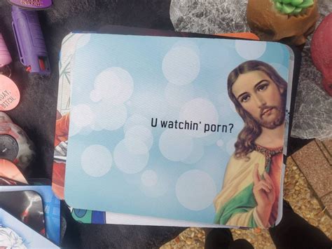 Funny Gag Gift You Watchin Porn Peeping Jesus Mouse Pad Etsy