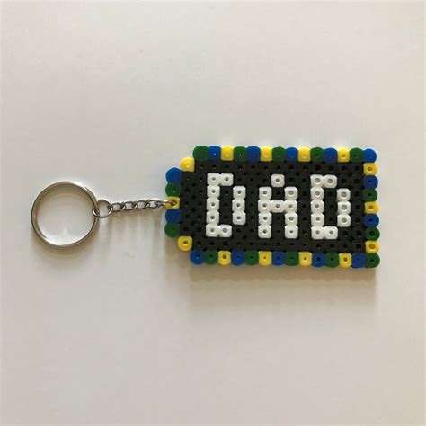 Perler Bead Keychain Dad Perler Bead Fathers Day Keychain Etsy