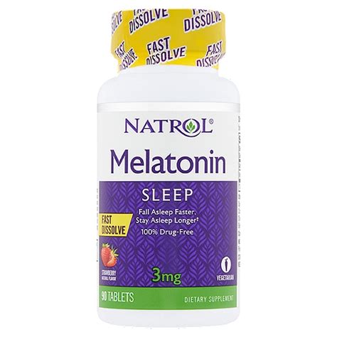 Natrol Melatonin Sleep Strawberry Flavor Tablets, 3 mg, 90 count - Fairway